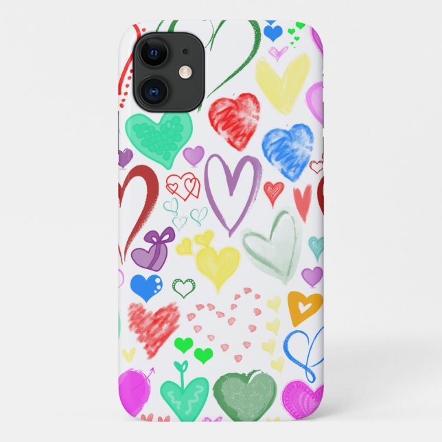 Pattern Of Hearts, Colourful Hearts, Hearts Patter Case-Mate iPhone Case (Back)