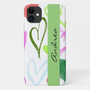 Pattern Of Hearts, Colourful Hearts, Your Name Case-Mate iPhone Case
