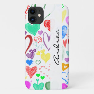 Pattern Of Hearts, Colourful Hearts, Your Name Case-Mate iPhone Case
