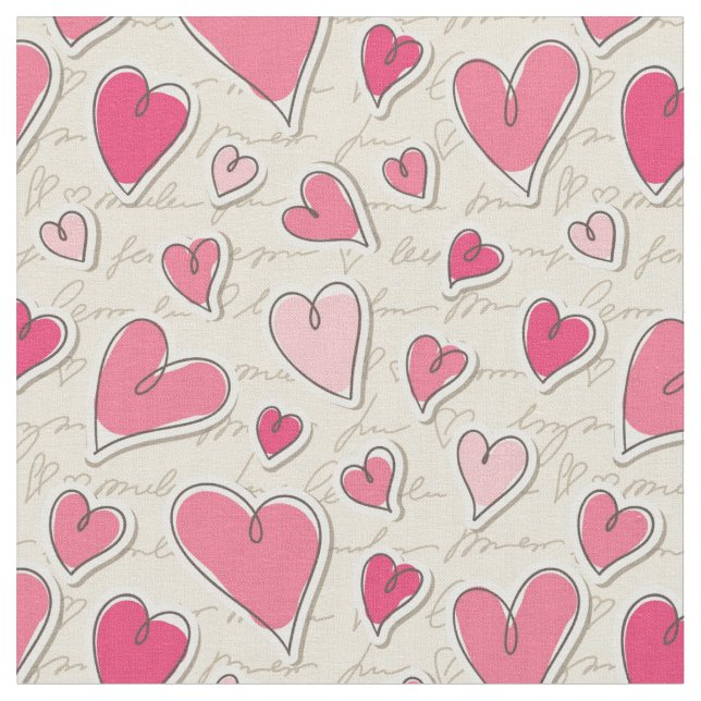 Pattern of Hearts Fabric (Close Up)