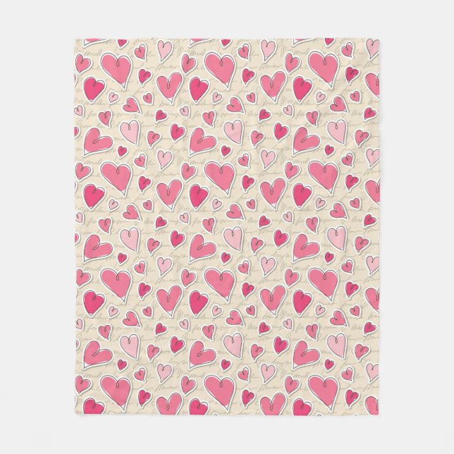 Pattern of Hearts Fleece Blanket (Front)