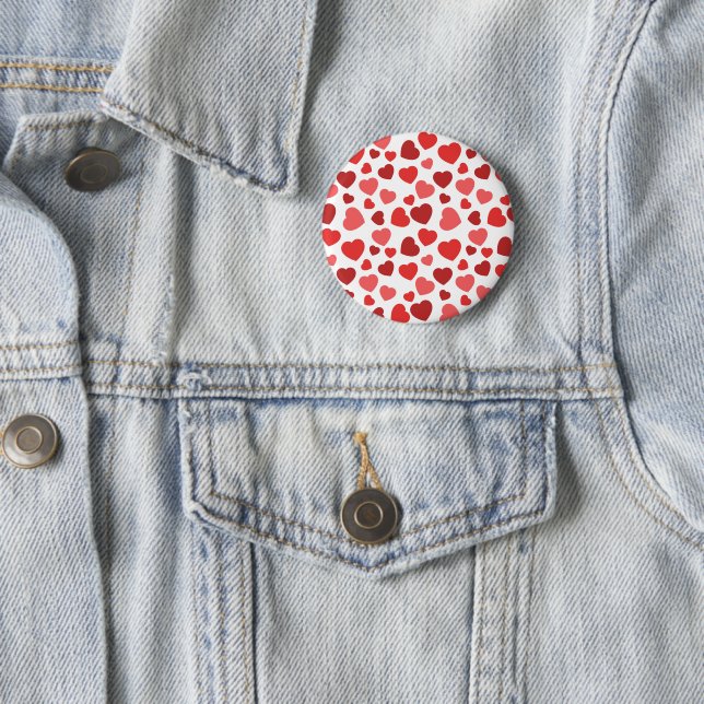 Pattern Of Hearts, Red Hearts, Hearts Pattern 6 Cm Round Badge (In Situ)