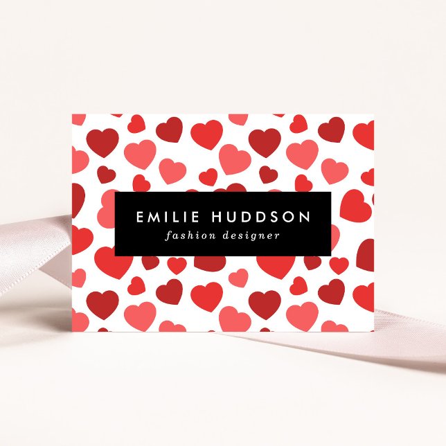 Pattern Of Hearts, Red Hearts, Hearts Pattern Business Card (Creator Uploaded)