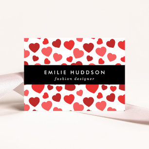 Pattern Of Hearts, Red Hearts, Hearts Pattern Business Card