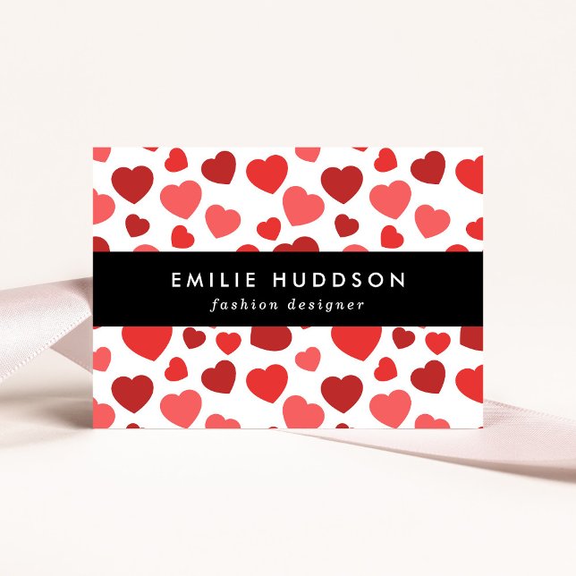 Pattern Of Hearts, Red Hearts, Hearts Pattern Business Card (Creator Uploaded)