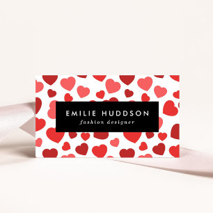Pattern Of Hearts, Red Hearts, Hearts Pattern Business Card