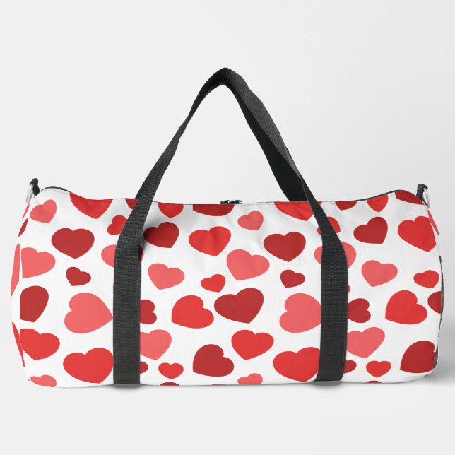 Pattern Of Hearts, Red Hearts, Hearts Pattern Duffle Bag (Front)