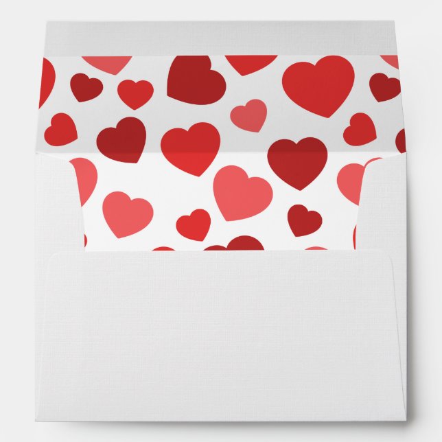 Pattern Of Hearts, Red Hearts, Hearts Pattern Envelope (Back (Bottom))