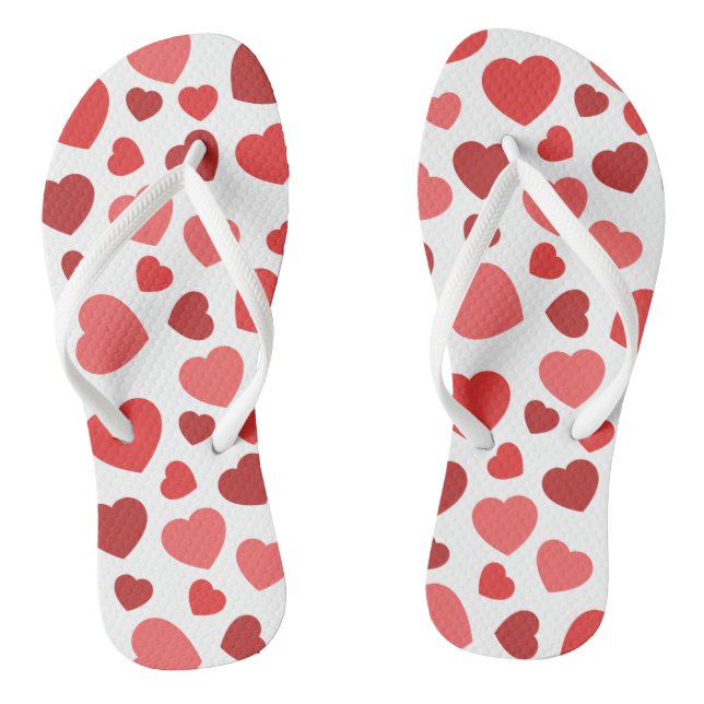 Pattern Of Hearts, Red Hearts, Hearts Pattern Jandals (Footbed)