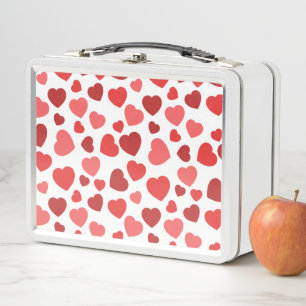 Pattern Of Hearts, Red Hearts, Hearts Pattern Metal Lunch Box