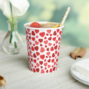 Pattern Of Hearts, Red Hearts, Hearts Pattern Paper Cups