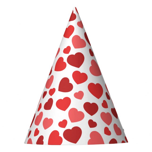 Pattern Of Hearts, Red Hearts, Hearts Pattern Party Hat (Front)