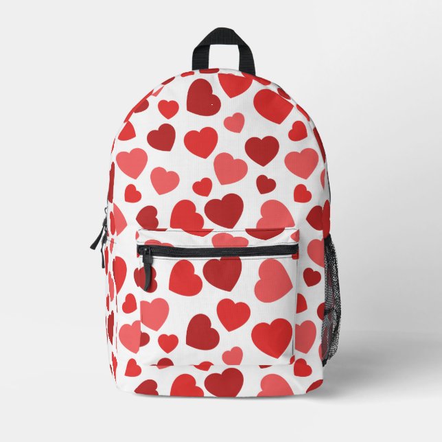 Pattern Of Hearts, Red Hearts, Hearts Pattern Printed Backpack (Front)
