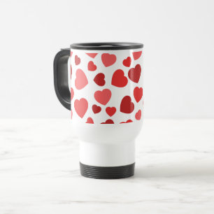 Pattern Of Hearts, Red Hearts, Hearts Pattern Travel Mug