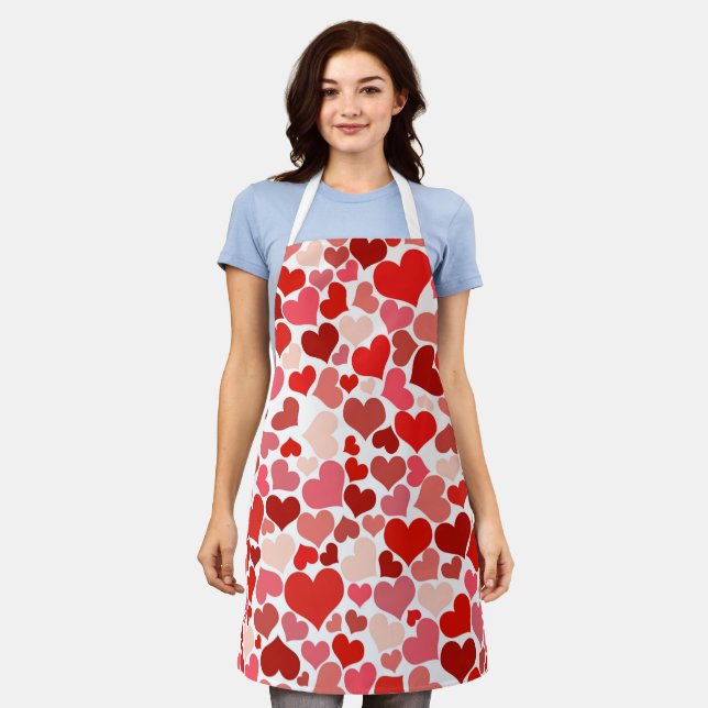 Pattern Of Hearts, Red Hearts, Love Apron (Worn)