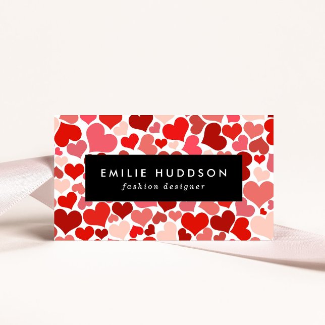 Pattern Of Hearts, Red Hearts, Love Business Card (Creator Uploaded)