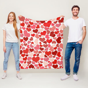 Pattern Of Hearts, Red Hearts, Love Fleece Blanket
