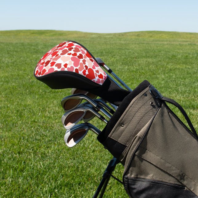 Pattern Of Hearts, Red Hearts, Love Golf Head Cover (In Situ)