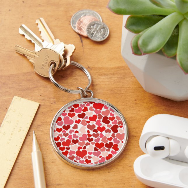 Pattern Of Hearts, Red Hearts, Love Key Ring (Desk)