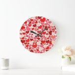 Pattern Of Hearts, Red Hearts, Love Large Clock<br><div class="desc">Cute, fun and adorable pattern with red hearts. Modern and trendy gift, perfect for Valentine's Day.</div>