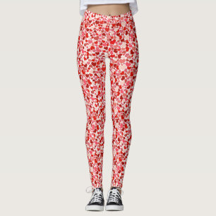 Pattern Of Hearts, Red Hearts, Love Leggings