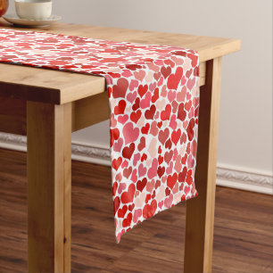 Pattern Of Hearts, Red Hearts, Love Medium Table Runner