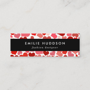 Pattern Of Hearts, Red Hearts, Love Mini Business Card