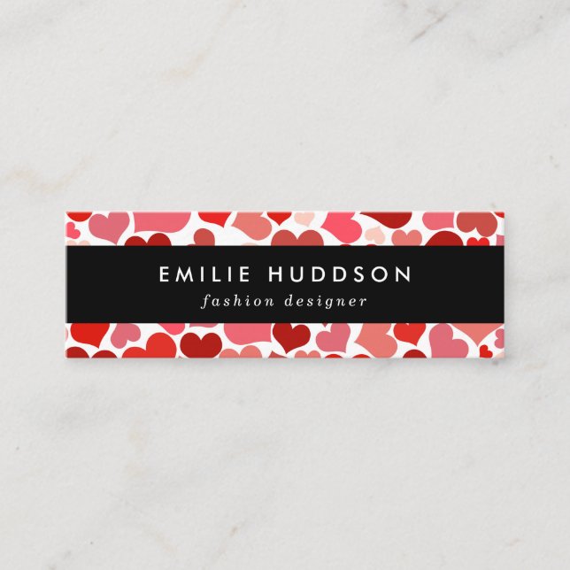 Pattern Of Hearts, Red Hearts, Love Mini Business Card (Front)