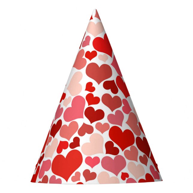 Pattern Of Hearts, Red Hearts, Love Party Hat (Front)