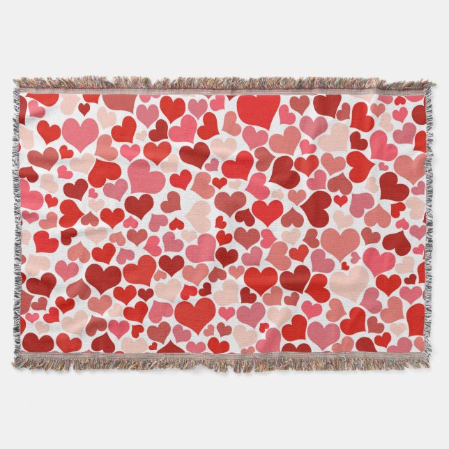 Pattern Of Hearts, Red Hearts, Love Throw Blanket (Front)