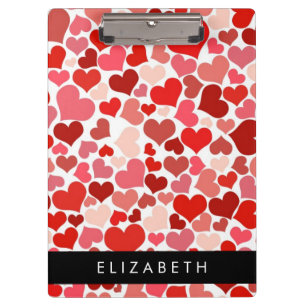 Pattern Of Hearts, Red Hearts, Love, Your Name Clipboard