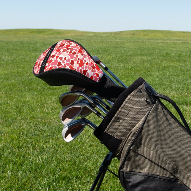 Pattern Of Hearts, Red Hearts, Love, Your Name Golf Head Cover (In Situ)