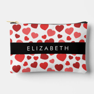 Pattern Of Hearts, Red Hearts, Your Name Accessory Pouch