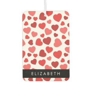 Pattern Of Hearts, Red Hearts, Your Name Car Air Freshener