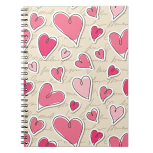 Pattern of Hearts Spiral Notebook