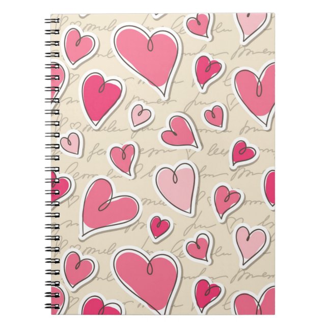 Pattern of Hearts Spiral Notebook (Front)