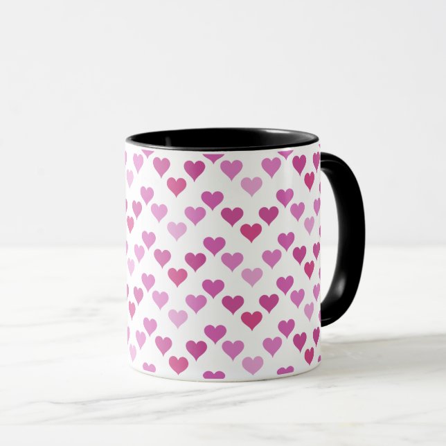 Pattern of Hearts Stylish Modern White Pink Chic  Mug (Front Right)
