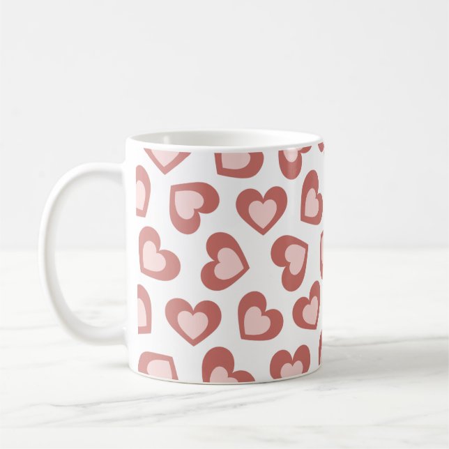 Pattern of Hearts Stylish Modern White Red Chic  Coffee Mug (Left)