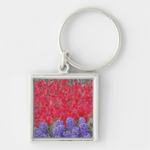 Pattern of hyacinth, tulips, and daffodils, key ring