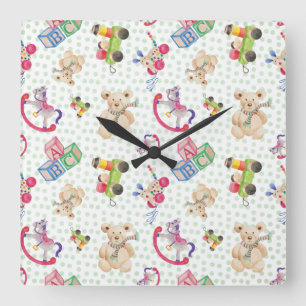Pattern of kid's toys square wall clock