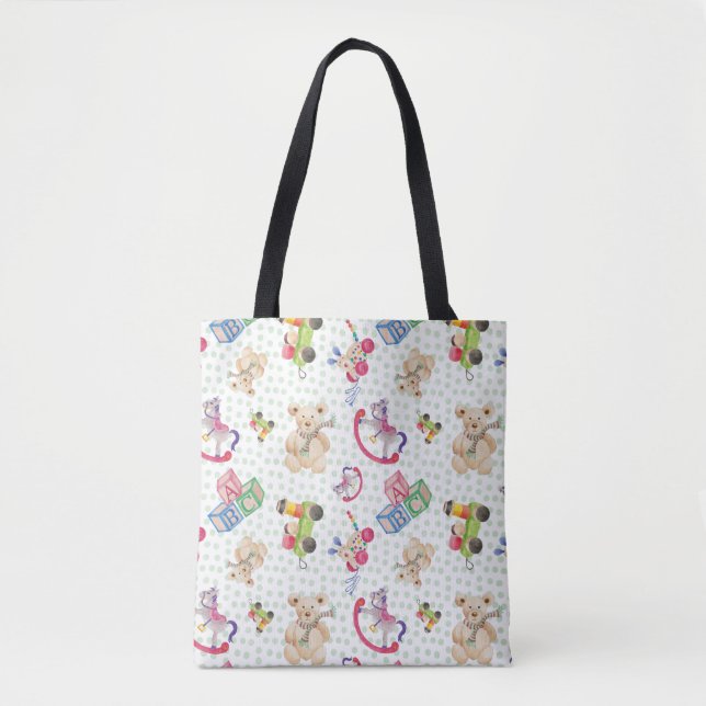 Pattern of kid's toys tote bag (Front)