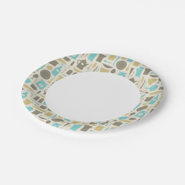 Pattern Of Kitchen Tools Paper Plate (Angled)