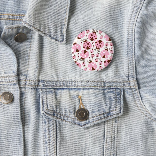 Pattern Of Ladybugs, Cute Ladybugs, Pink Ladybugs 6 Cm Round Badge (In Situ)
