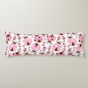 Pattern Of Ladybugs, Cute Ladybugs, Pink Ladybugs Body Cushion