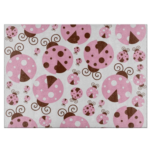 Pattern Of Ladybugs, Cute Ladybugs, Pink Ladybugs Cutting Board (Front)
