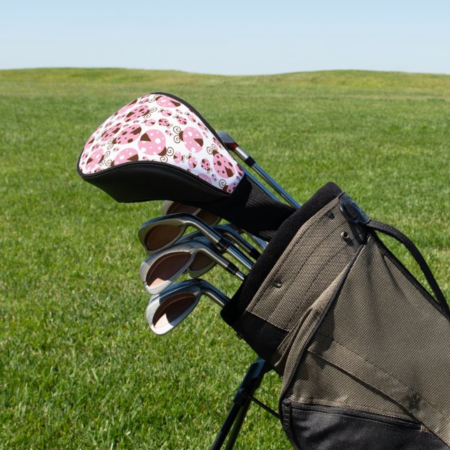 Pattern Of Ladybugs, Cute Ladybugs, Pink Ladybugs Golf Head Cover (In Situ)