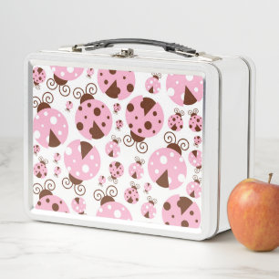 Pattern Of Ladybugs, Cute Ladybugs, Pink Ladybugs Metal Lunch Box