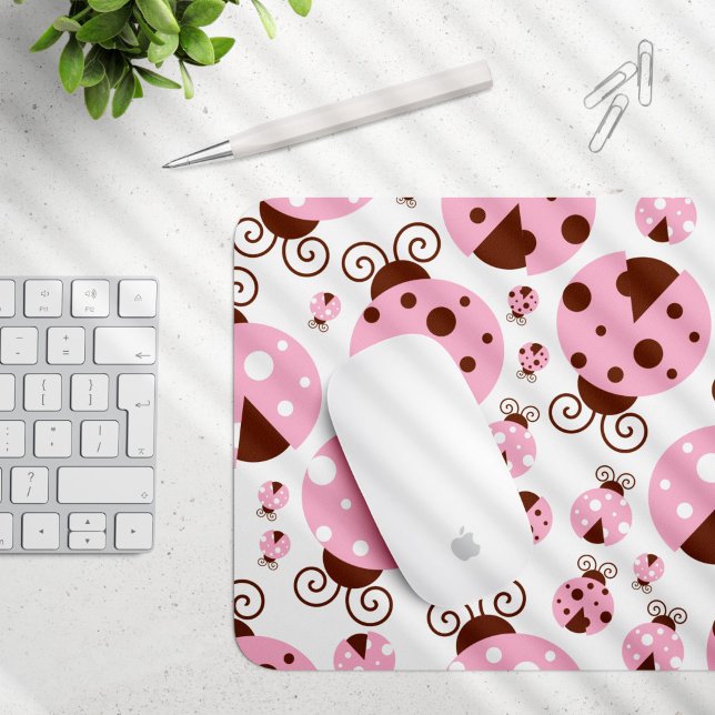Pattern Of Ladybugs, Cute Ladybugs, Pink Ladybugs Mouse Pad (Creator Uploaded)