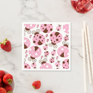 Pattern Of Ladybugs, Cute Ladybugs, Pink Ladybugs Napkin
