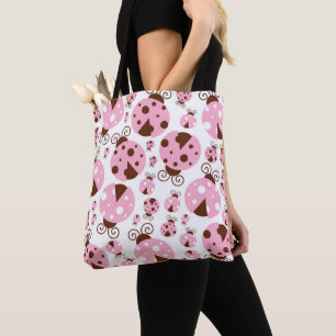 Pattern Of Ladybugs, Cute Ladybugs, Pink Ladybugs Tote Bag